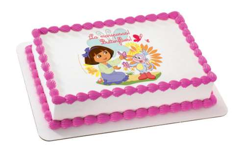 Dora and Butterflies Edible Icing Image - Click Image to Close